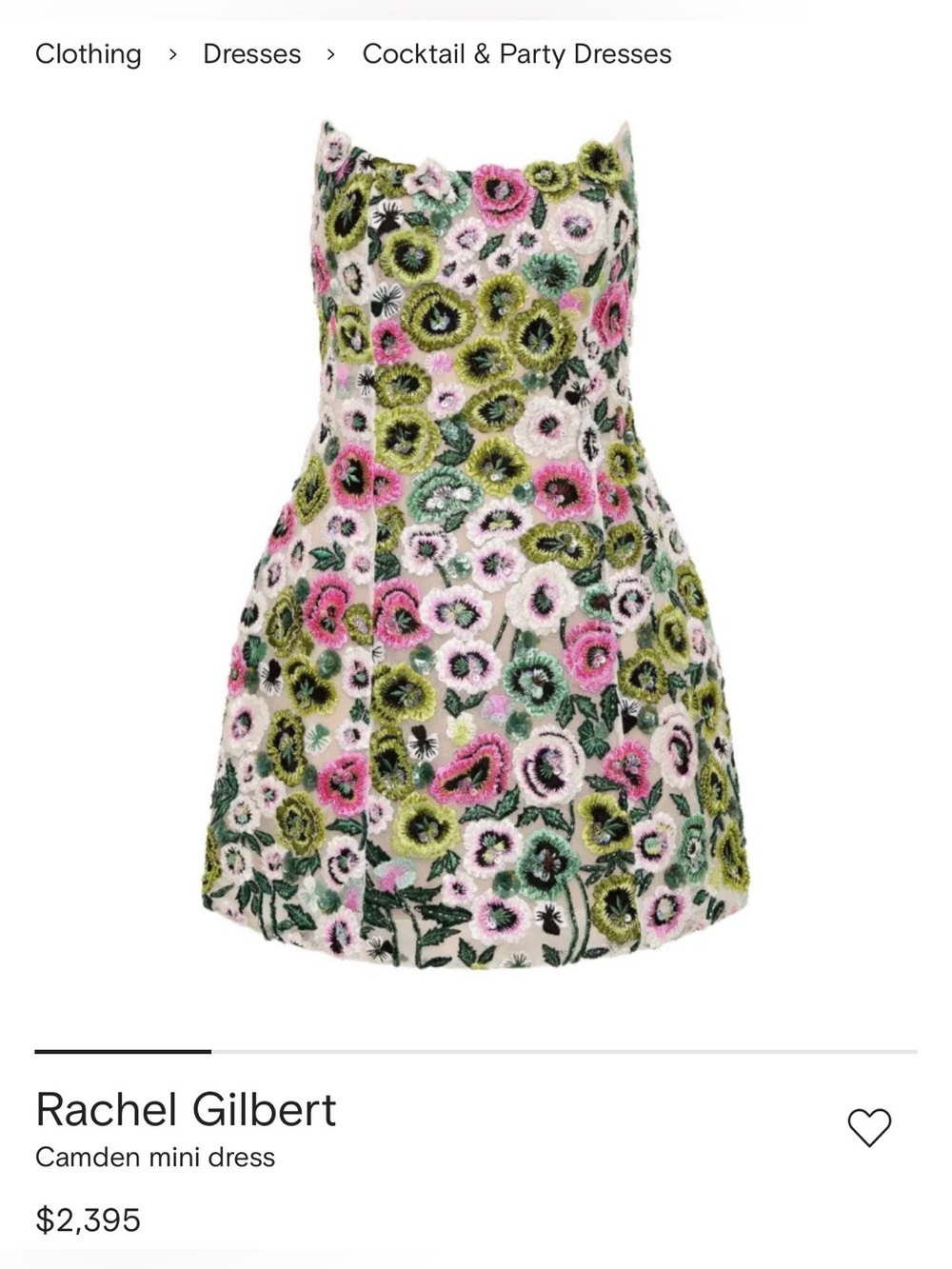 Rachel Gilbert -
Camden Mini Dress, Pink & Green Floral Appliqué. BNWT. Size 0